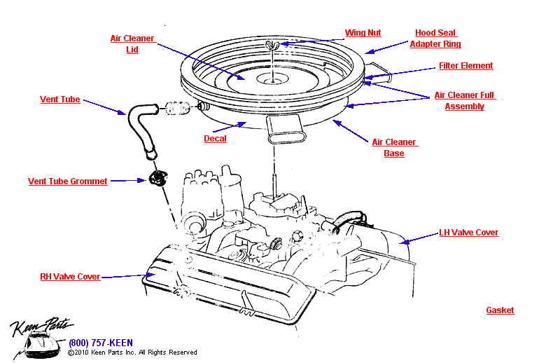 Air Cleaner Diagram for a 1974 Corvette