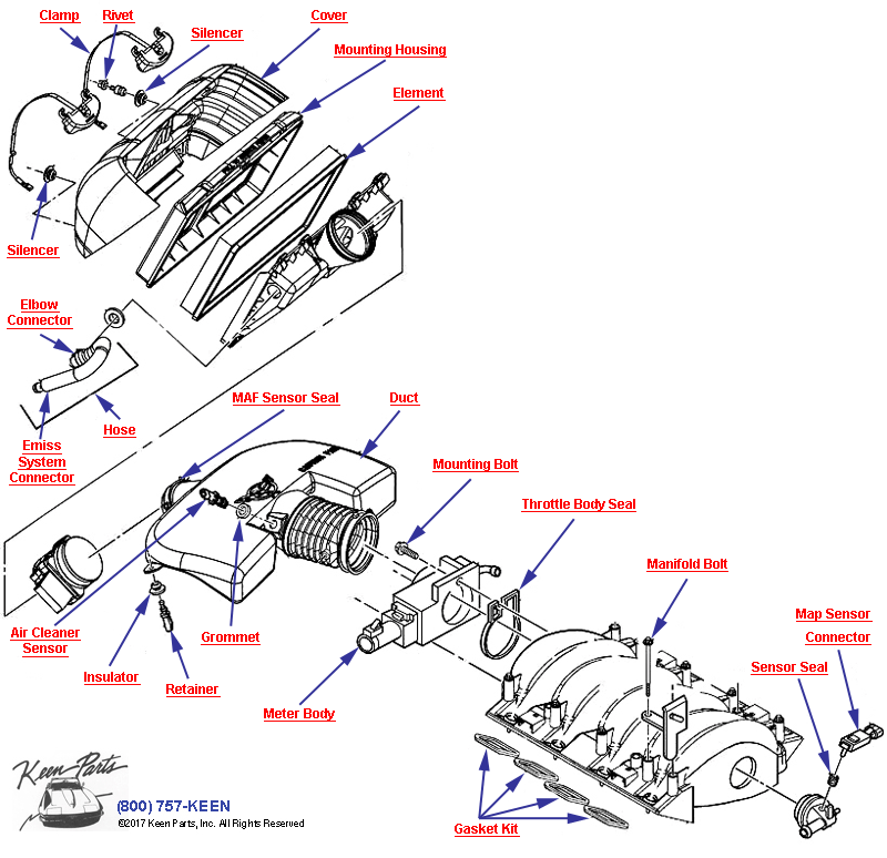Air Cleaner Diagram for a 2000 Corvette