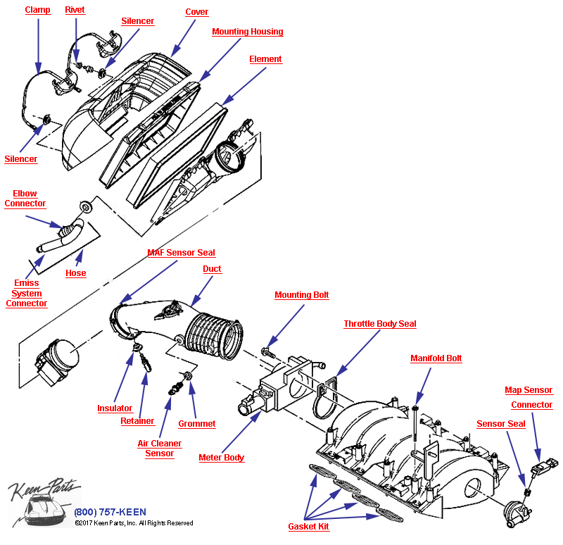 Air Cleaner Diagram for a 2002 Corvette