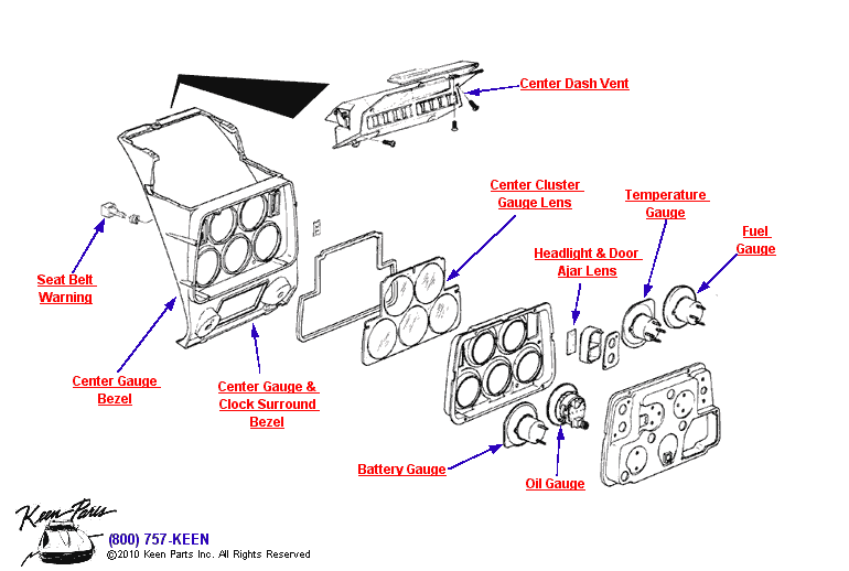 1953-2018 Corvette Center Instrument Cluster Parts - Parts