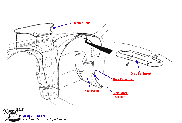 Kick Panels &amp; Grab Bar Diagram for a 1984 Corvette