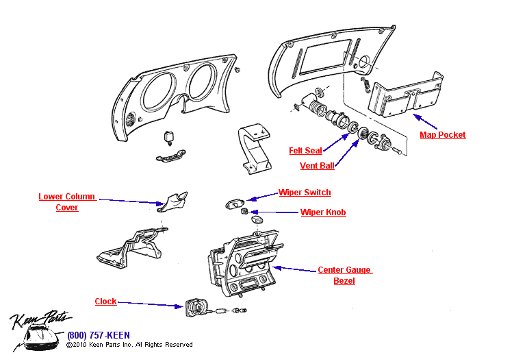 Instrument Panel Diagram for a 1971 Corvette