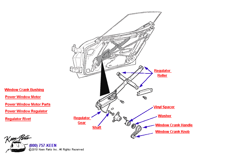 Window Regulator Diagram for a 1978 Corvette