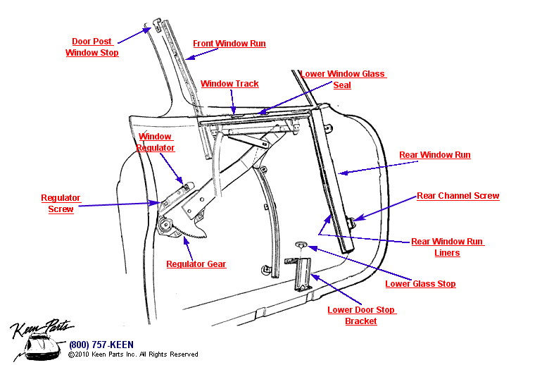 Window Regulator &amp; Runs Diagram for a 1958 Corvette