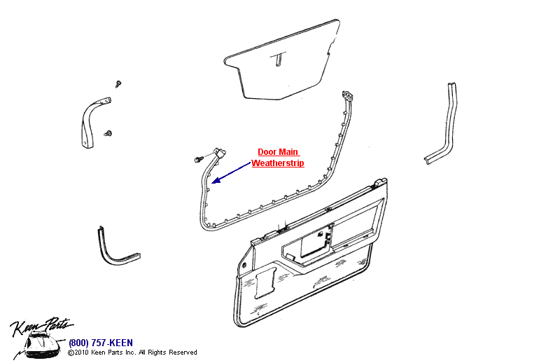 Door Weatherstrip Diagram for a 1992 Corvette