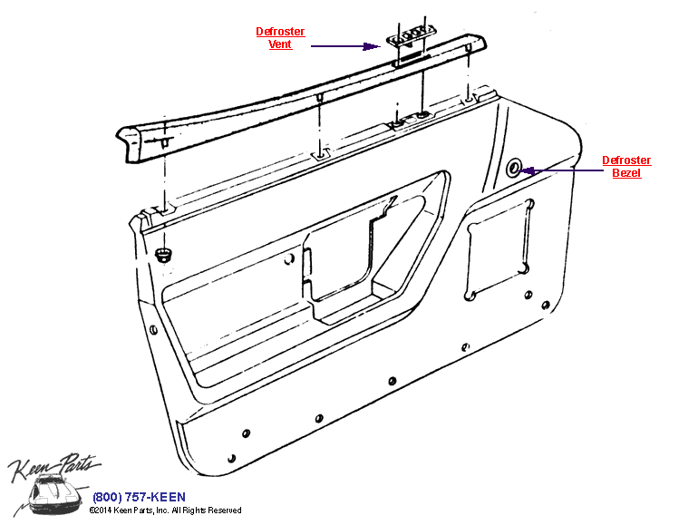 Door Defrost Vents Diagram for a 1987 Corvette