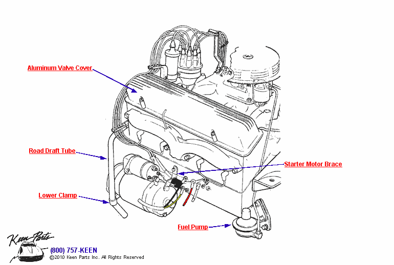 Engine &amp; Draft Tube Diagram for a 1957 Corvette