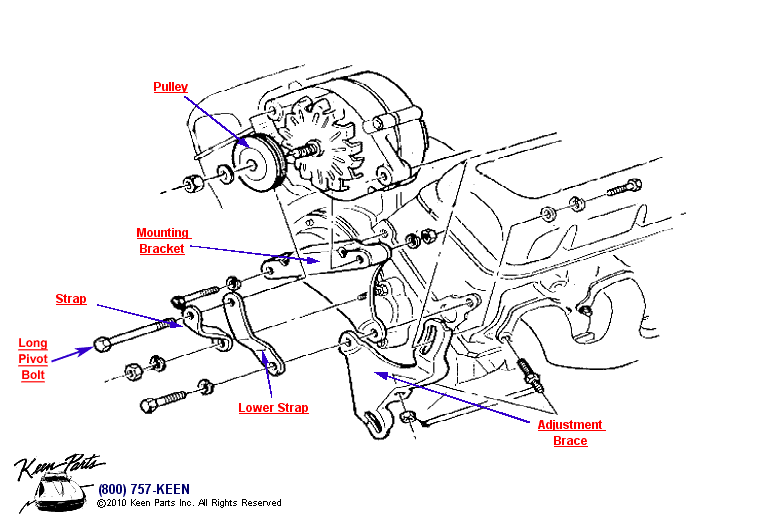 Big Block Alternator (with Power Steering) Diagram for a 1970 Corvette