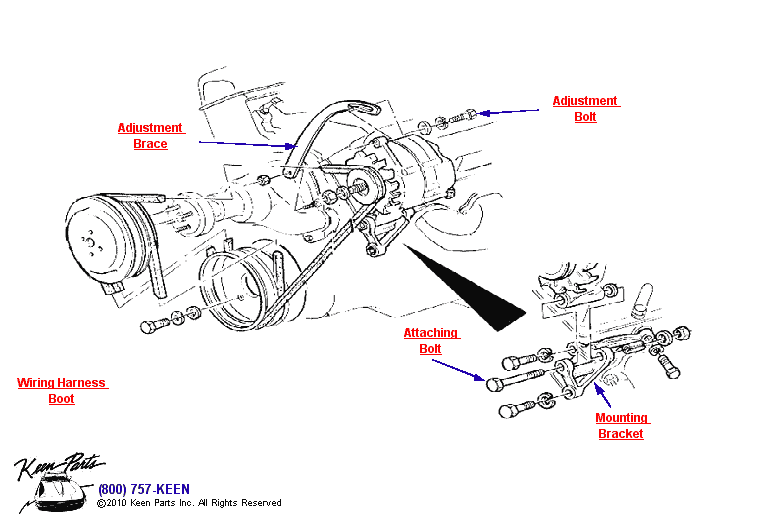Big Block Alternator (without Power Steering) Diagram for a C2 Corvette