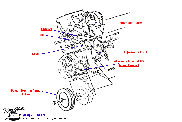 Big Block Pulleys &amp; Brackets Diagram for a 1966 Corvette