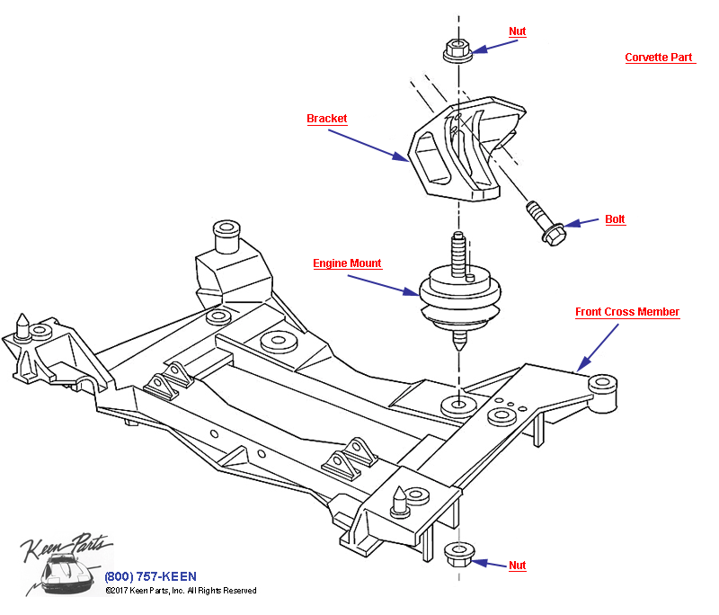 Engine Mounting Diagram for a 1998 Corvette