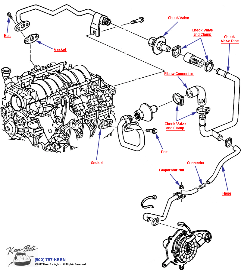 AIR Pump- Hoses &amp; Pipes Diagram for a 2000 Corvette
