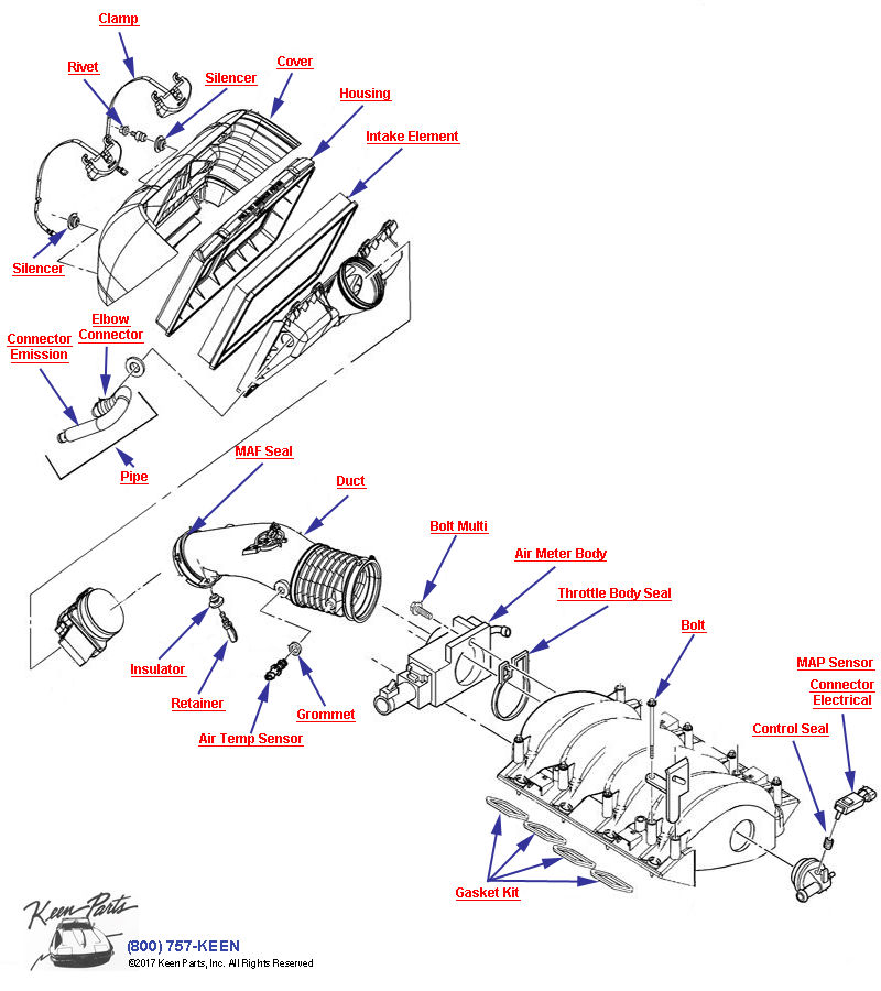 Air Intake System- M30 &amp; MM6 Not B4H Diagram for a 2004 Corvette