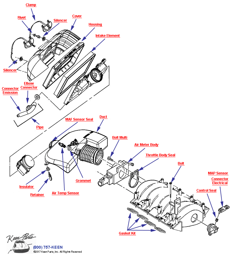 Air Intake System- Export, MM6 &amp; B4H Diagram for a C5 Corvette