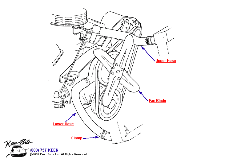 Radiator Hoses &amp; Fan Diagram for a C1 Corvette