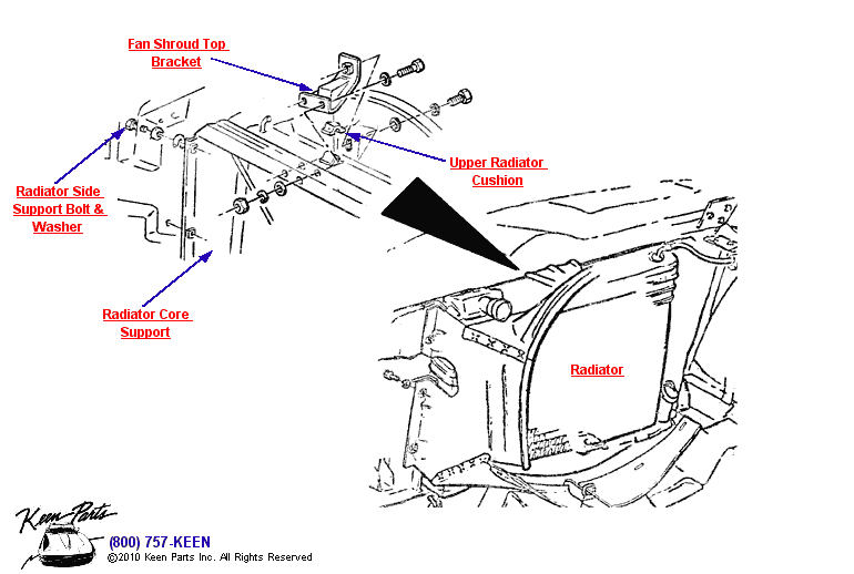 Radiator Support Diagram for a 2020 Corvette