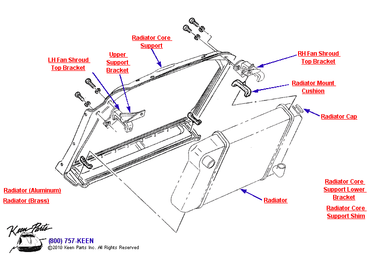 Radiator &amp; Core Support Diagram for a 1978 Corvette