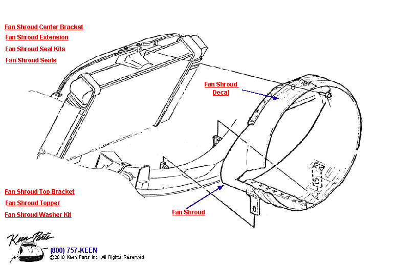 Fan Shrouds with Aluminum Radiator Diagram for a 1968 Corvette