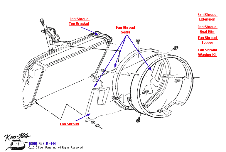 Small Block Fan Shroud Diagram for a 1971 Corvette