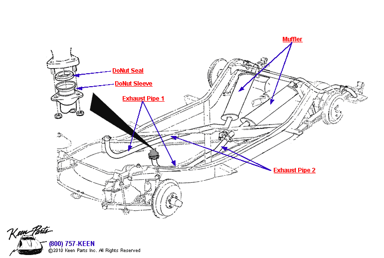 Exhaust Pipes &amp; Seals Diagram for a 1962 Corvette