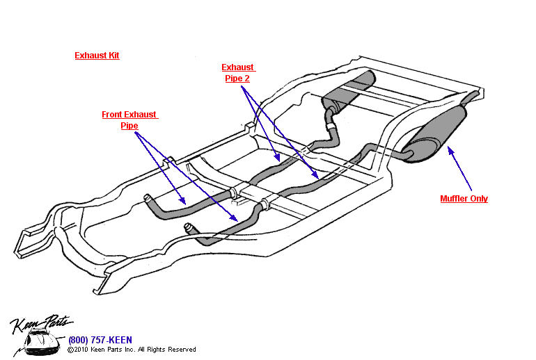 Exhaust Kit &amp; Mufflers Diagram for a 1963 Corvette