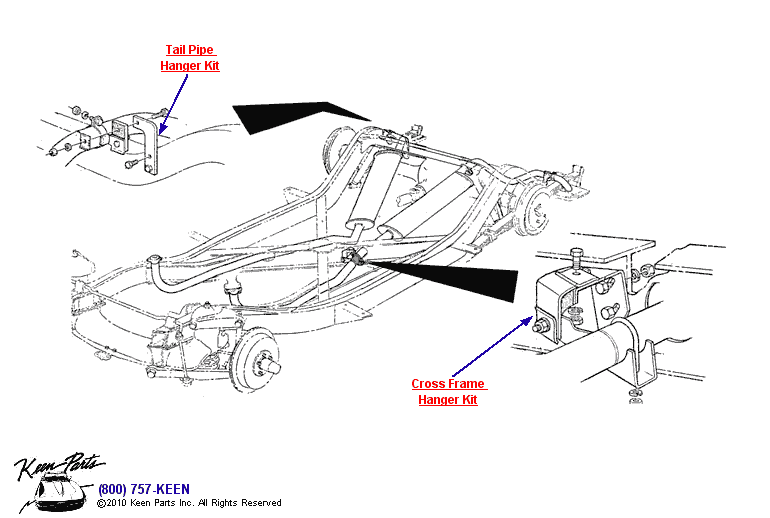 Exhaust Hanger Kits Diagram for a 1958 Corvette