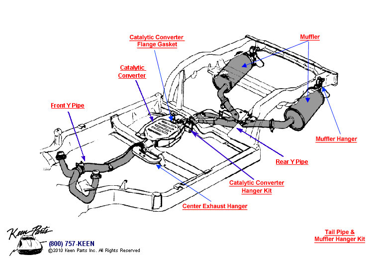 Rear Y Pipe &amp; Muffler Diagram for a C4 Corvette