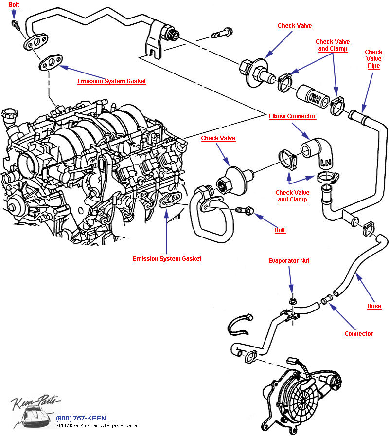 AIR Pump- Hoses &amp; Pipes Diagram for a 1999 Corvette
