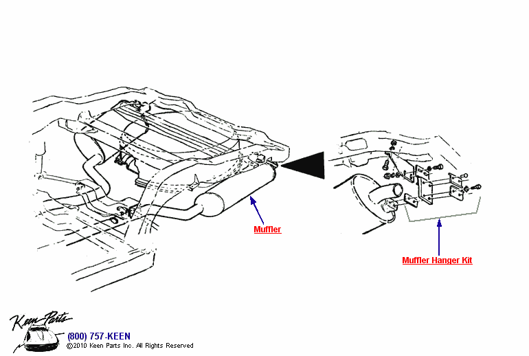 Muffler Hanger Diagram for a 2012 Corvette