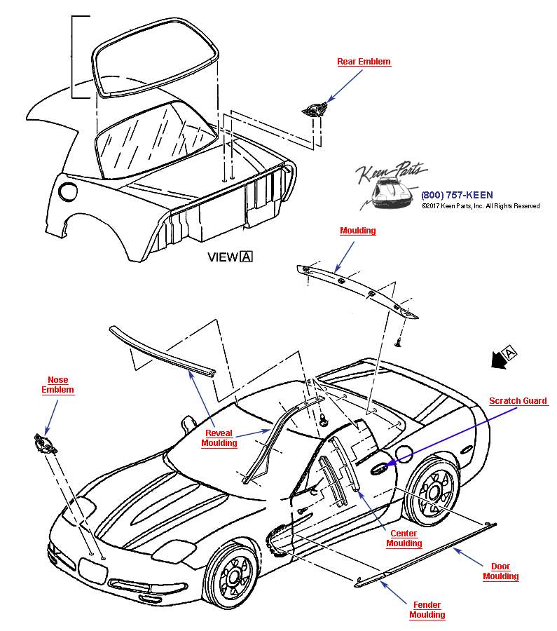 Emblems- Hardtop Diagram for a 2005 Corvette