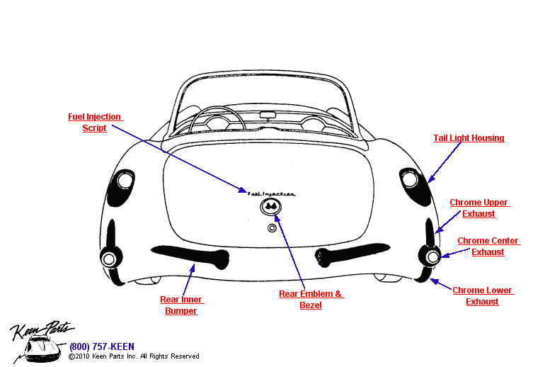 Rear Mouldings Diagram for a 1956 Corvette