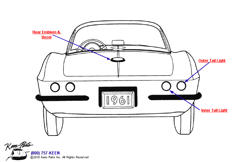 Rear Mouldings Diagram for a 2018 Corvette