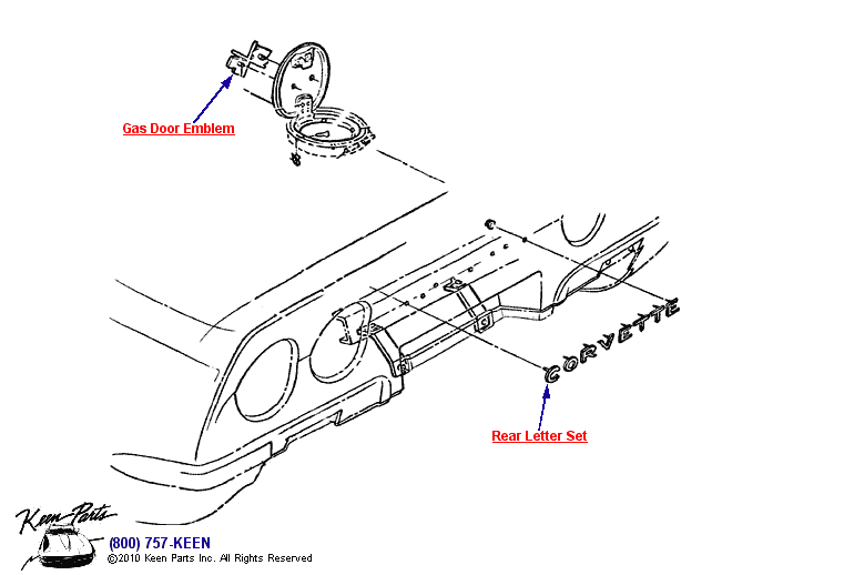 Rear Emblems Diagram for a 1968 Corvette