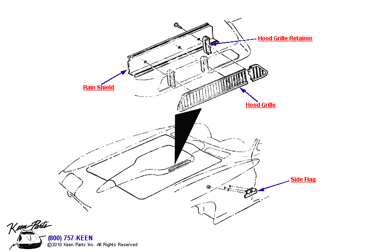 Big Block Trim &amp; Emblems Diagram for a C2 Corvette