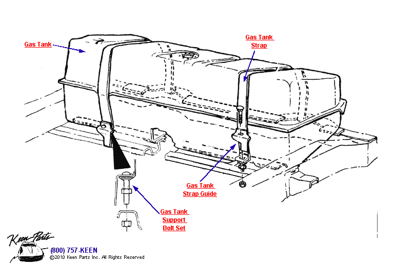 Fuel Tank &amp; Straps Diagram for a 1963 Corvette