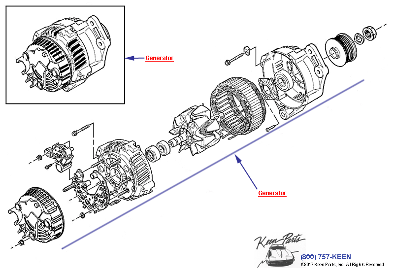 Generator Assembly Diagram for a C5 Corvette