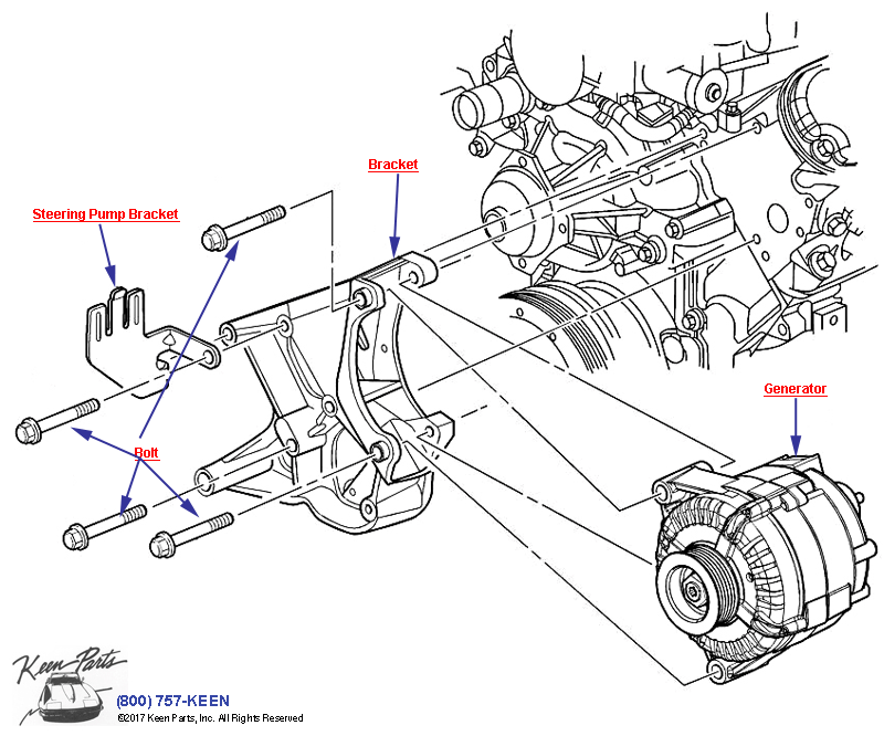 Generator Mounting Diagram for All Corvette Years