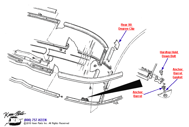 Hardtop Rear Clip &amp; Bolt Diagram for a 1999 Corvette