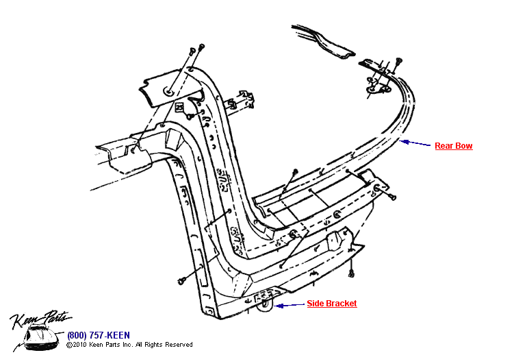 Side Bracket &amp; Rear Bow Diagram for a 1997 Corvette