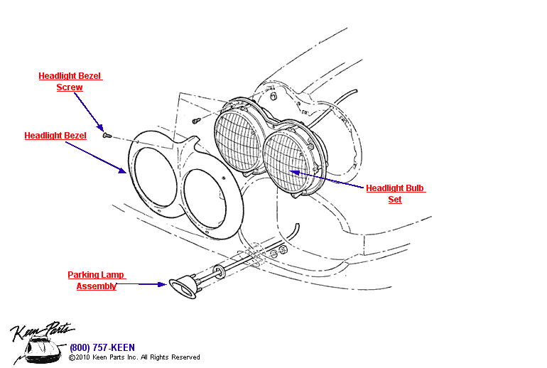 Headlights Diagram for a 1958 Corvette