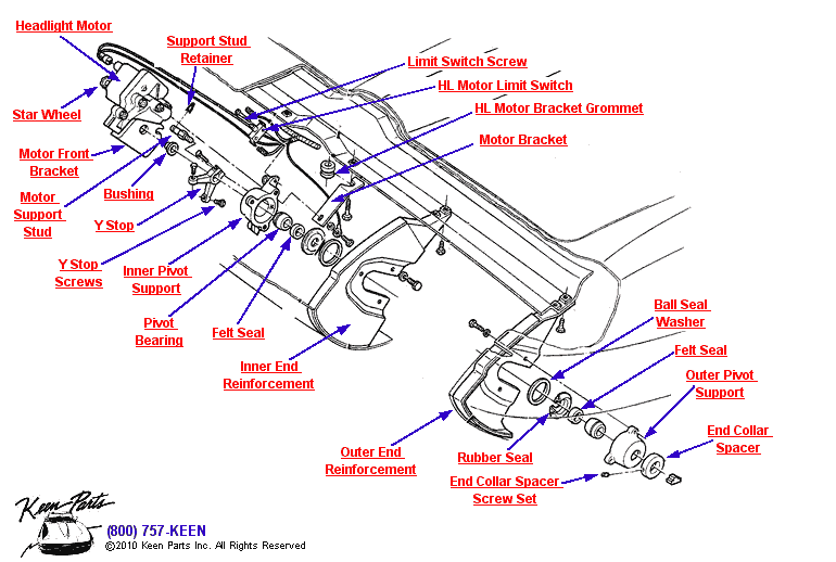 Headlight Motor Assembly Diagram for a 1980 Corvette