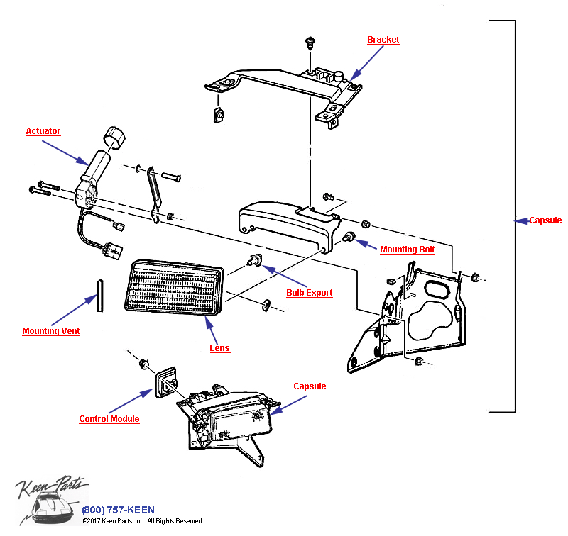 Headlamps- With Rule of Road/Emark Diagram for a 1997 Corvette