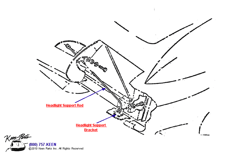Headlight Support Rod Diagram for a 1965 Corvette