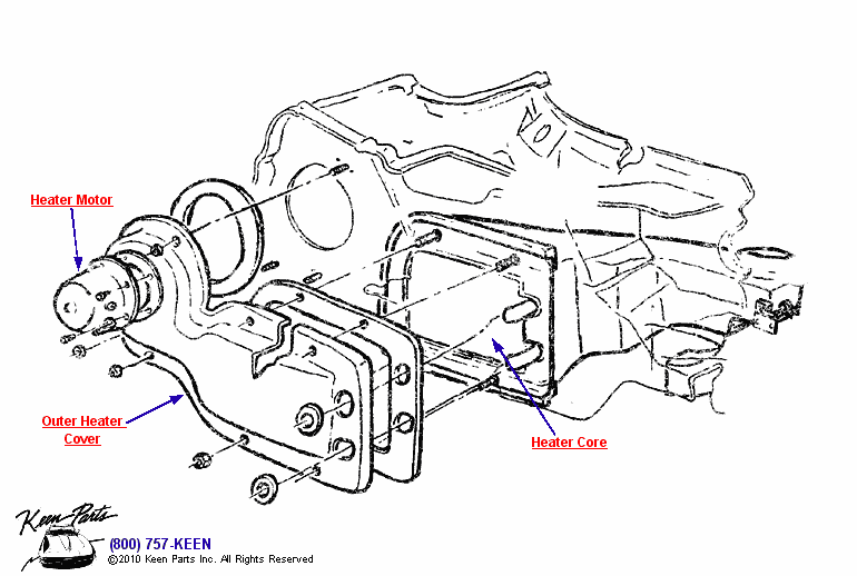 Heater Blower &amp; Core Diagram for a 2000 Corvette