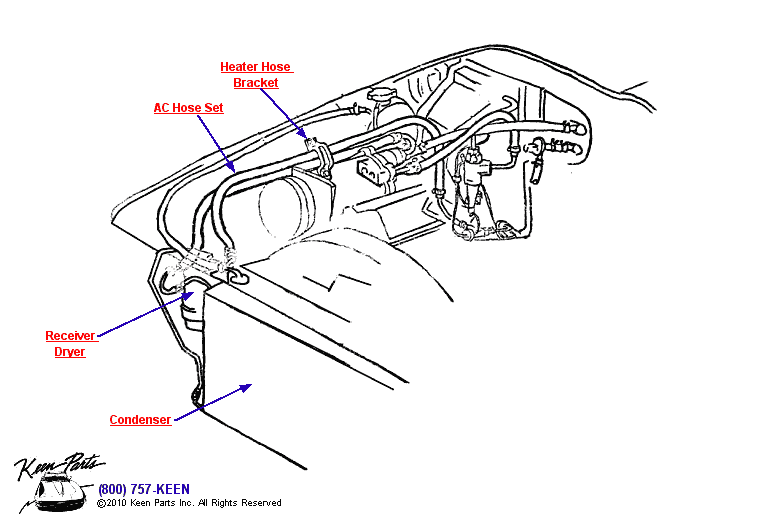 AC Hoses &amp; Condenser Diagram for a 1964 Corvette