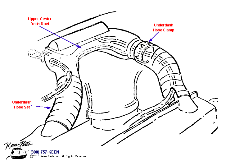 AC Center Outlet Hoses Diagram for a C2 Corvette