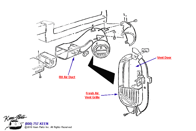 AC Outlet Duct &amp; Grille Diagram for a C2 Corvette