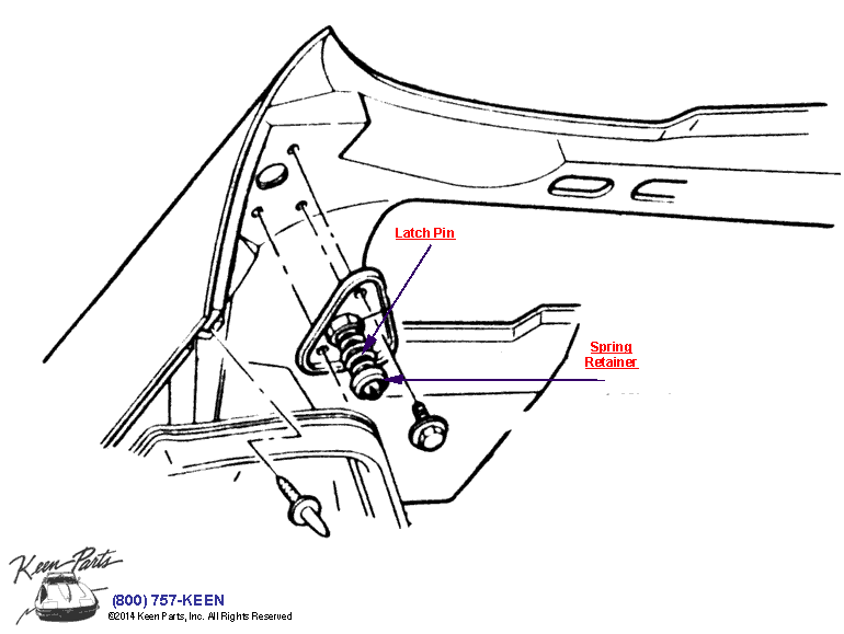 Hood Latch Diagram for a 1993 Corvette