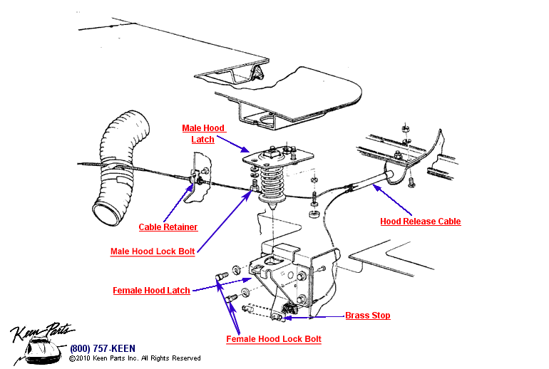 Hood Latches &amp; Cable Diagram for a 2000 Corvette