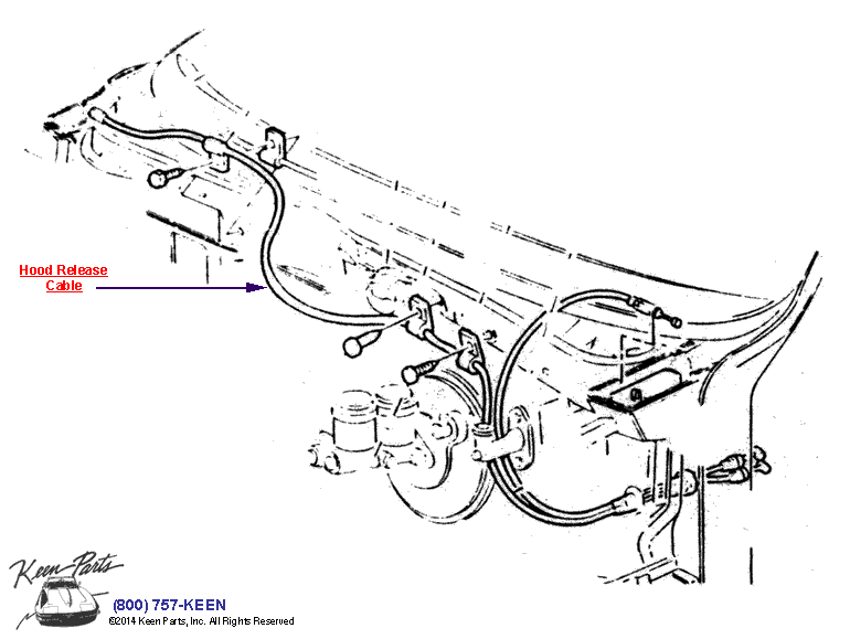 Hood Release Cable Diagram for a 1989 Corvette